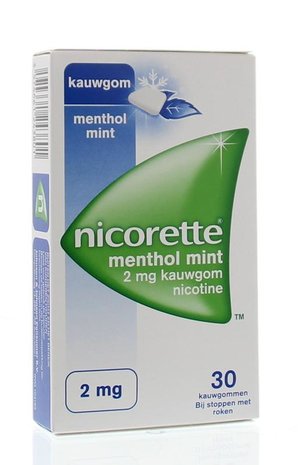 Nicorette Menthol Mint Nicotine Kauwgom 2mg - Hulpmiddel bij Stoppen met Roken - 30 Stuks