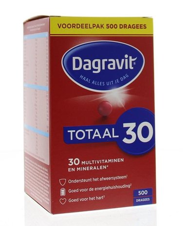Dagravit Totaal 30 Multivitaminen en Mineralen - Voordeelpak 500 Dragees