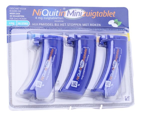 NiQuitin Mini Zuigtabletten 4mg Mint Smaak 60 Stuks - Hulpmiddel bij Stoppen met Roken