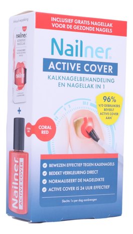 Nailner Active Cover Kalknagelbehandeling met Nagellak - Coral Red