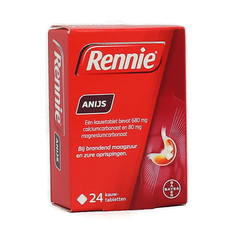 Rennie Anijs Kauwtabletten voor Maagzuur en Zure Oprispingen, 24 Tabletten