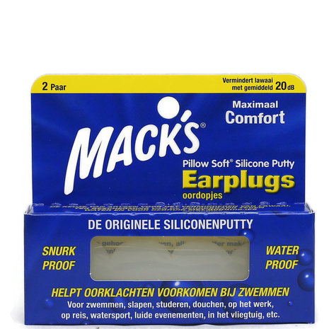 Mack&#039;s Pillow Soft Silicone Putty Earplugs - Comfortabele Geluiddempende Oordopjes, 4 Stuks
