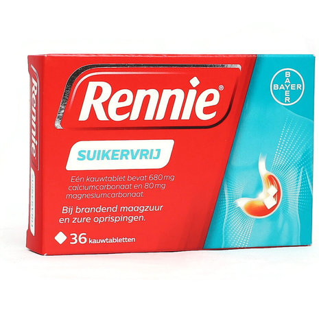 Rennie Suikervrij Maagzuurbindende Kauwtabletten - 36 Tabletten