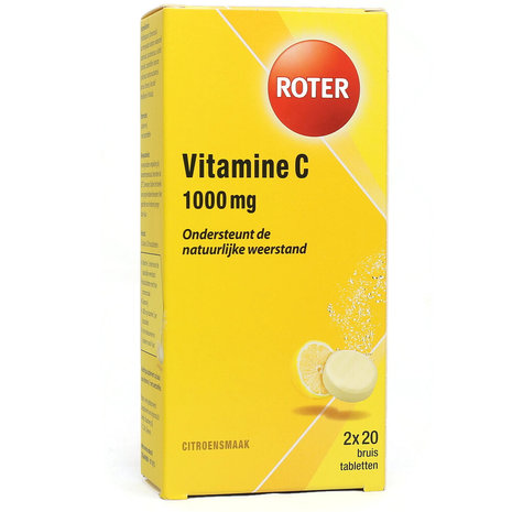 Roter Bruistabletten met Citroensmaak en Vitamine C 1000 mg - Duopack 40 Tabletten