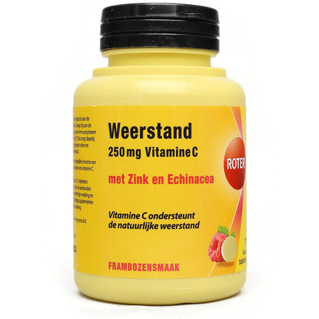 Roter Weerstand Forte Vitamine C 250 mg met Zink en Echinacea, Frambozensmaak - 75 Kauwtabletten