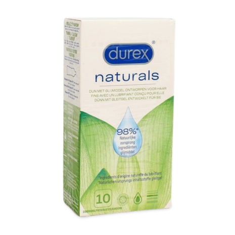Durex Naturals Condooms Ultra Dun met Glijmiddel - 10 Stuks