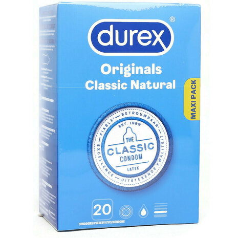 Durex Originals Classic Natural Condooms - Maxi Pack 20 Stuks