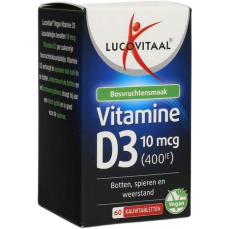 Lucovitaal Vitamine D3 10mcg (400ie) Vegan 60kt