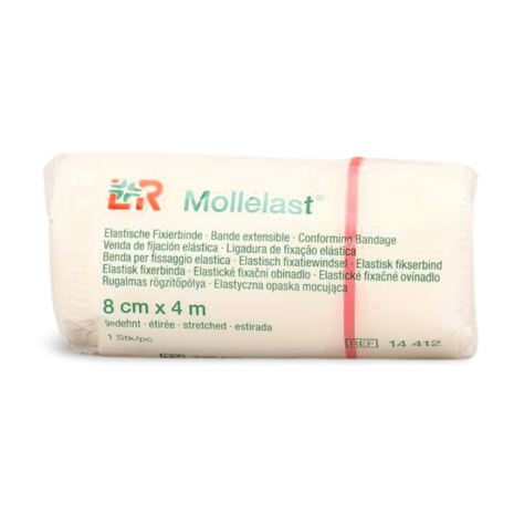 Mollelast Elastisch Hydrofiel Windsel 4m x 8cm - Comfortabele Fixatie voor Lichaamsdelen en Verbanden