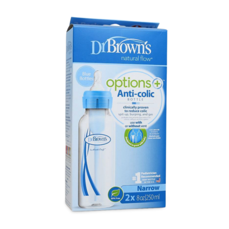 Dr. Brown&#039;s Options+ Anti-Colic Narrow Babyfles 250ml Duo Pack - Blauw
