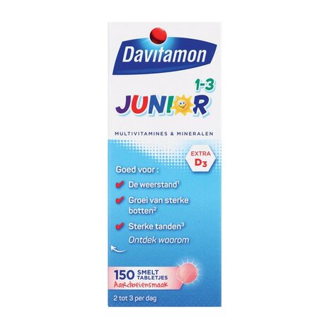 Davitamon Junior 1-3 Smelttablet Aardbei 150tb