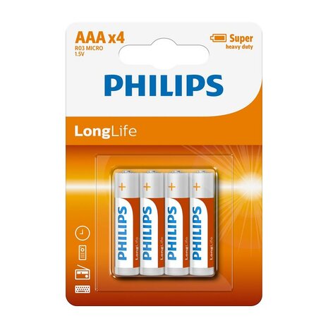 Philips Batterij Longlife Zinc Aaa R03 4 St
