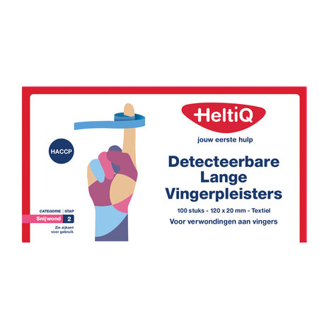 Heltiq Detect Vingerpleister Lang Textiel 120 X 20mm 100st