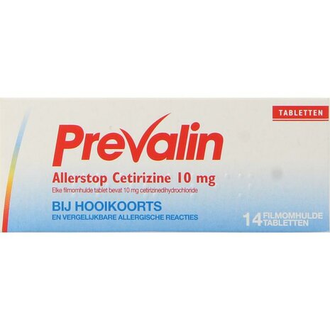 Prevalin Allerstop Cetirizine 10 mg voor Hooikoorts en Allergie&euml;n, 14 Filmomhulde Tabletten