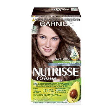 Garnier Nutrisse Cr&egrave;me Permanente Haarkleuring Licht Bruin 5 - 1 Set