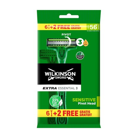Wilkinson Extra Essential 3 Disposable Sensitive 6+2 Gratis 8st