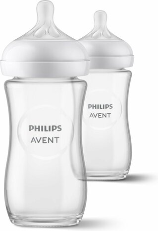 Avent Zuigfles Natural 3.0 240 Ml Glas Duo 2st