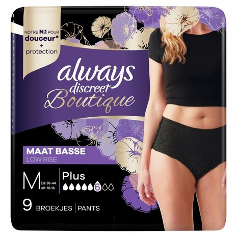 Always Discreet Boutique Broekjes M Plus Black Lage Taille 9 St 1stuks