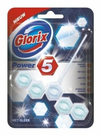 Glorix Wc Blok 55 Gram Power 5 Bleach 1stuks