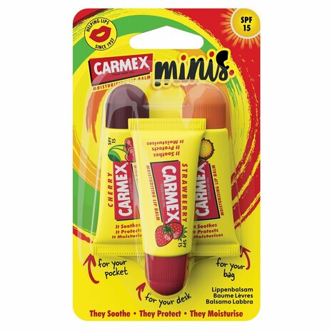 Carmex Lip Balm Mini Assorti Tube 3-pack 1set