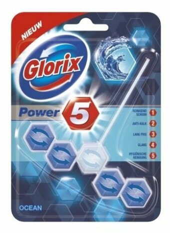 Glorix Wc Blok 55 Gram Power 5 Ocean 1stuks