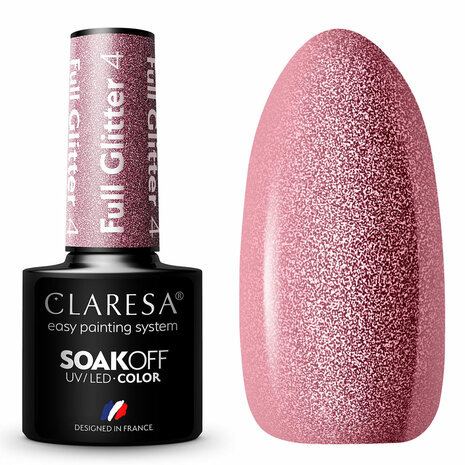 Claresa Uv/led Gellak 5ml Full Glitter 4 Cool Pink
