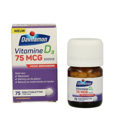 Davitamon Vitamine D Volwassenen 75mcg Smelttablet 75tb