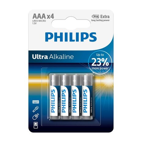 Philips Batterij Ultra Alkaline Aaa Lr03 4 St