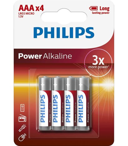 PHILIPS POWER ALKALINE AAA/LR03 BLISTER 4 1 ST