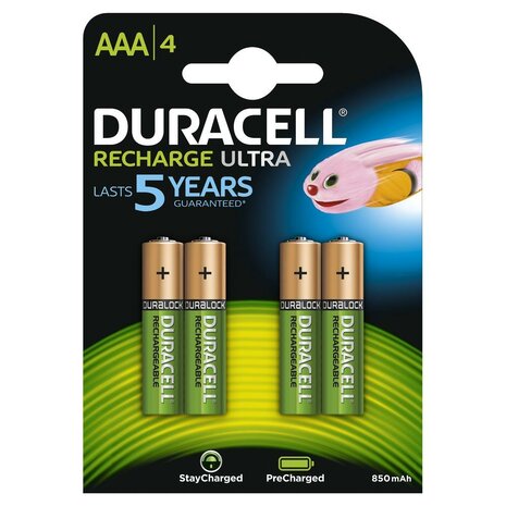 DURACELL RECHARGEABLE NIMH STAY CHARGED AAA/HR03 900MAH BLISTER 4 1 ST