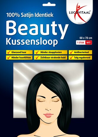 Lucovitaal Satijnen Beauty Kussensloop 60x70 cm - Wit, 1 Stuk